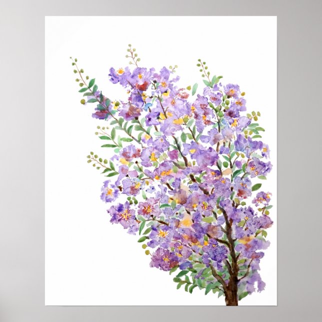 lila Myrte-Aquarell-Blume Poster (Vorne)