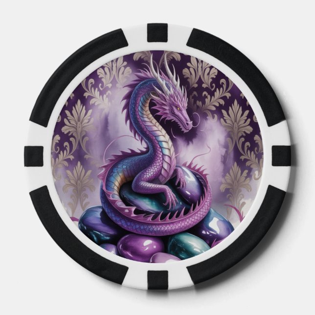 Lila-mystischer Drache Gothic Pokerchips (Vorderseite)