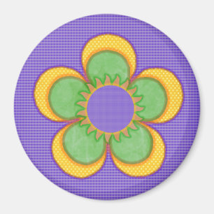 Lila n grüne Sunburst-Blume Magnet