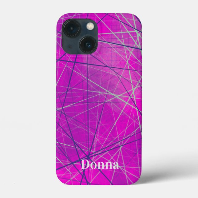 Lila n Pink Network Lines Abstrakt iPhone Case (Rückseite)