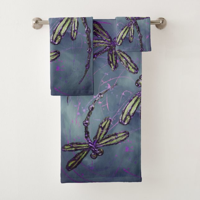 Lila Nachtfliege Badhandtuch Set (Insitu)