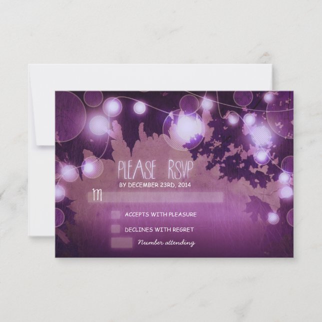 lila Nachtlanterns Hochzeitkarten RSVP Karte (Vorderseite)