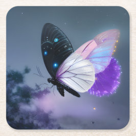 Lila Nachtschmetterling Rechteckiger Pappuntersetzer