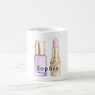 Lila Nagellack Rosa Lippenstift Kaffeetasse
