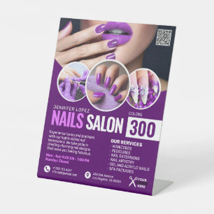 Lila Nagelsalon, Schönheitssalon, Makeup Artsit Sockelschild