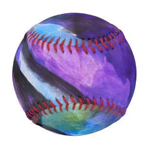 lila nahtloser Kubismus, blaue abstrakte Kunst Baseball