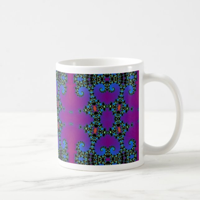 lila nahtloses Muster - Digitale Computergrafik Kaffeetasse (Rechts)