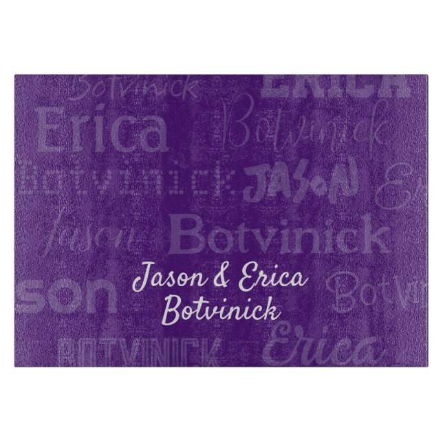 Lila Name Challah Board Schneidebrett (Vorderseite)