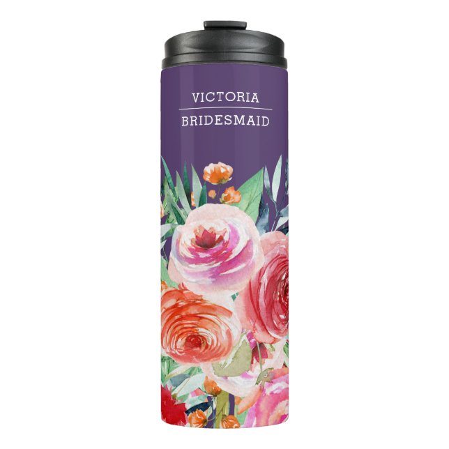 Lila Name der Blumenkolorbie Thermosbecher (Vorderseite)
