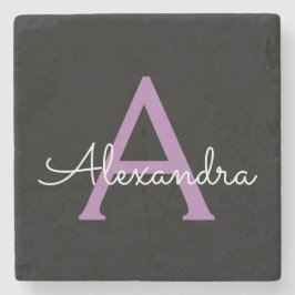 Lila Name der Girl-Monogram-Datei Steinuntersetzer