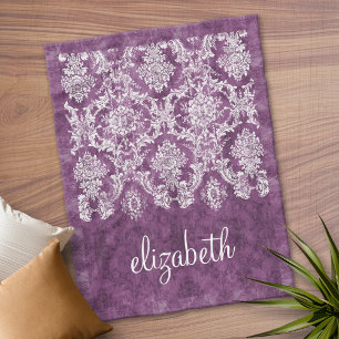 Lila Name des Patterns Plum Grunge Damask Fleecedecke