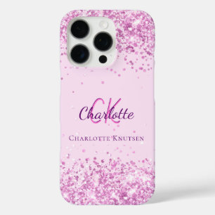 Lila Name des rosafarbenen Monogramms iPhone 16 Pro Hülle