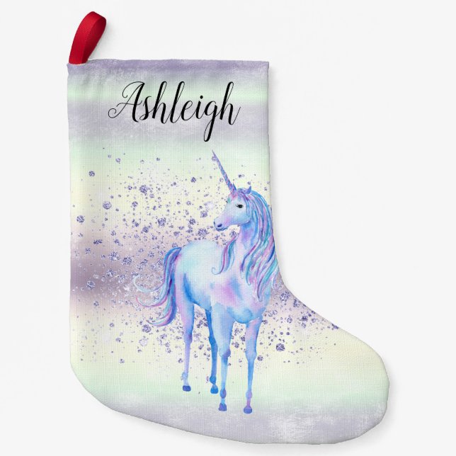 Lila Name des Sparkle-Glitzer Kleiner Weihnachtsstrumpf (Vorderseite)