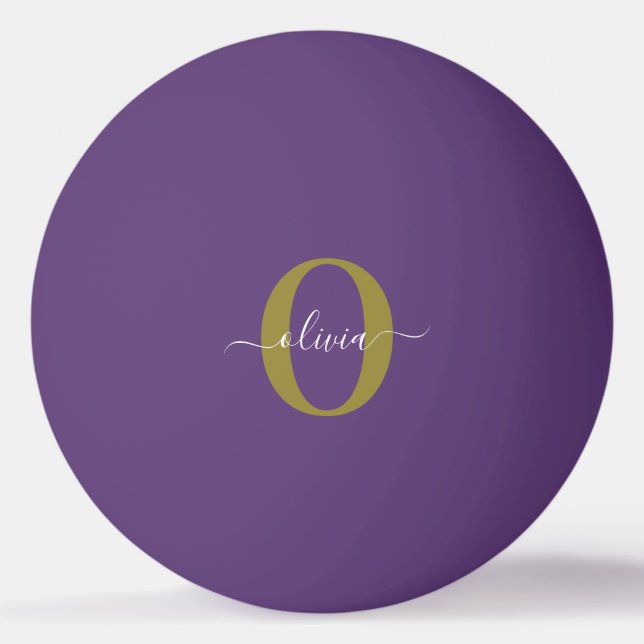 Lila Name für Monogramm-Skripte Tischtennisball (Vorderseite)