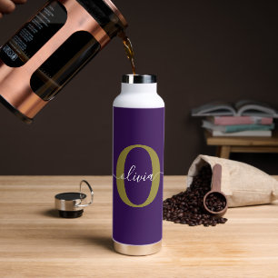 Lila Name für Monogramm-Skripte Trinkflasche