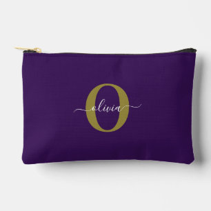 Lila Name für Monogramm-Skripte Zubehörtasche