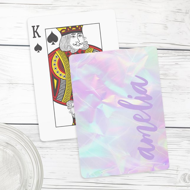 Lila Name holografische pastellfarbene Regenbogenf Spielkarten (Purple name holographic pastel rainbow colors playing cards)