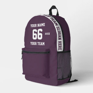 Lila Name, Nummer, Teamsport Bedruckter Rucksack