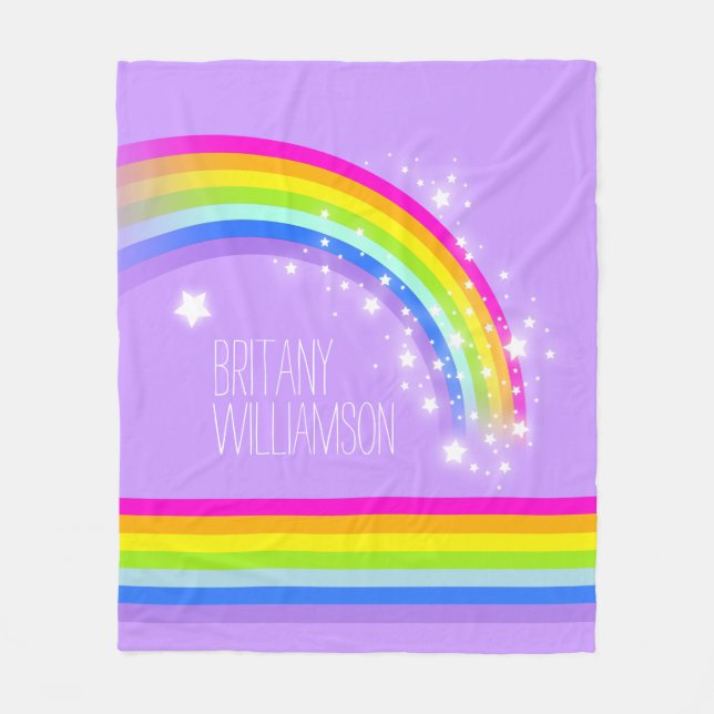 Lila Name Regenbogensterne Fleecedecke (Vorderseite)