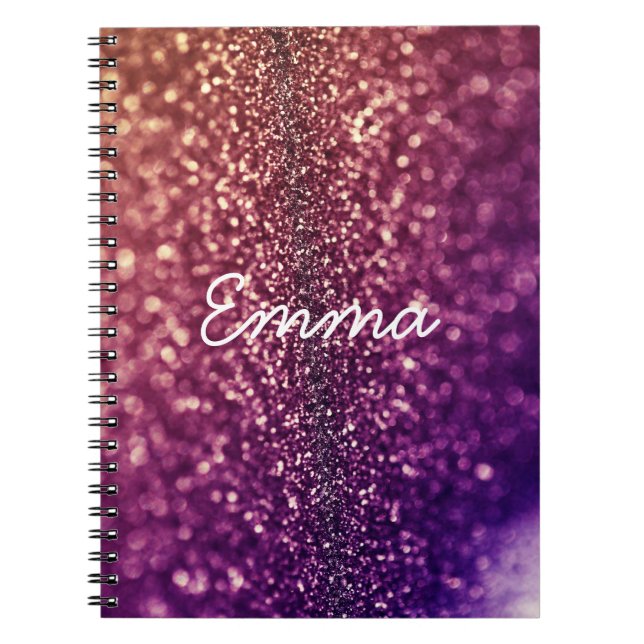 Lila Namens-bling Glitternotizbuch EMMAS Notizblock (Vorderseite)