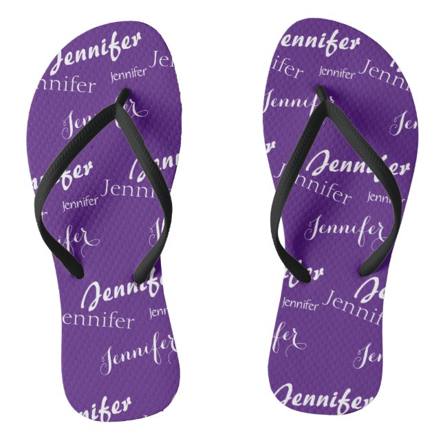 Lila Namensmuster Slim Strap Flip Flops (Fußbett)