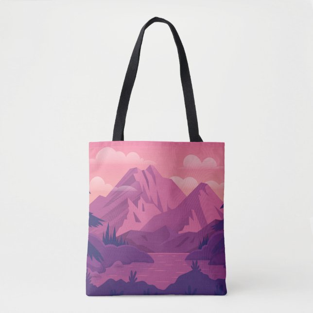 Lila Naturlandschaft Tasche (Vorderseite)