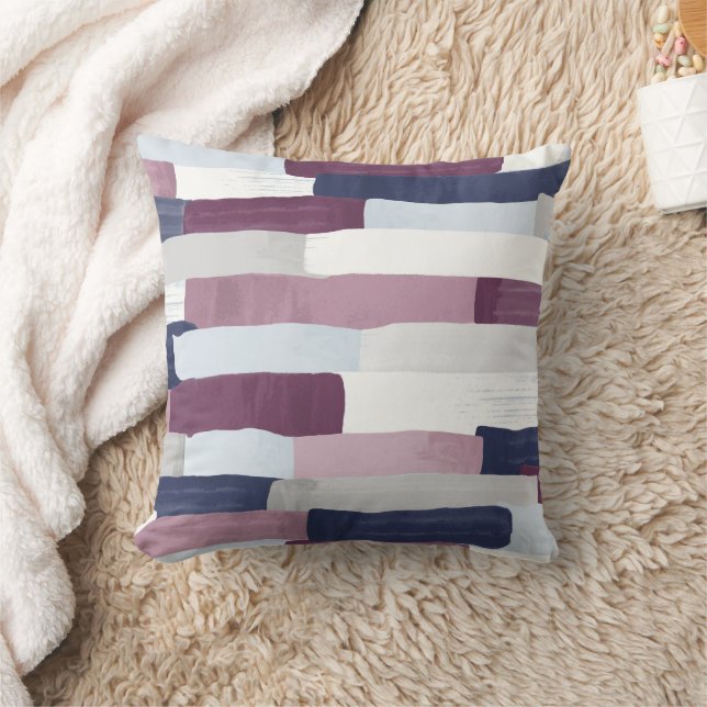 Lila Navy Blue Pinselstrich Kissen (Decke)