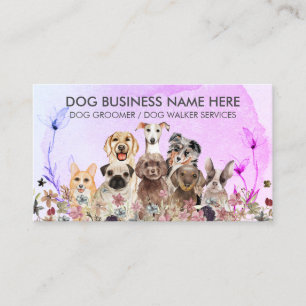 Lila Navy Rosa Blumen Haustiersitter Hundebetreuer Visitenkarte
