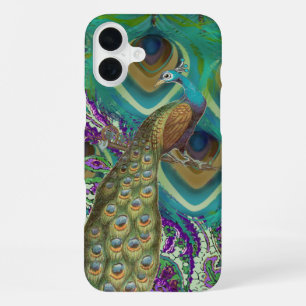 Lila Navy und Kupfer Paisley Pfau & Federn iPhone Hülle