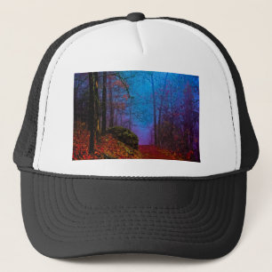 Lila Nebel aus gestrichenem Wald Truckerkappe