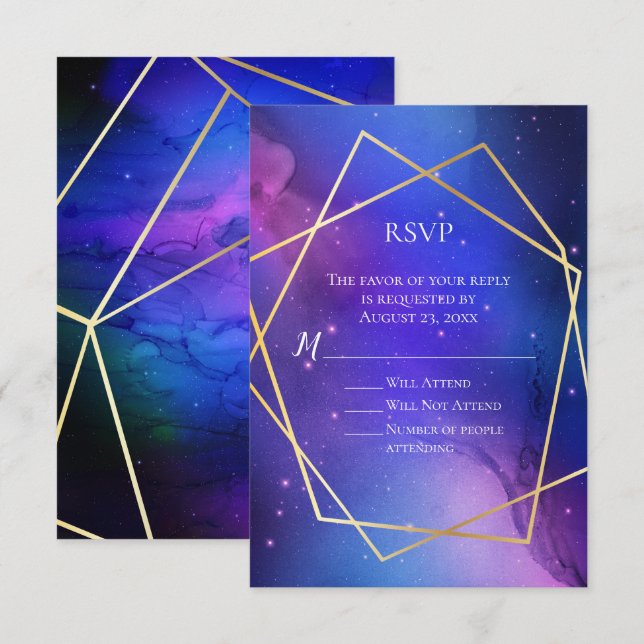 Lila Nebula Celestial Art Geometric Gold UAWG Einladung (Vorne/Hinten)