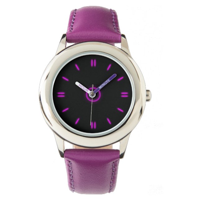 Lila Neon Armbanduhr (Vorderseite)