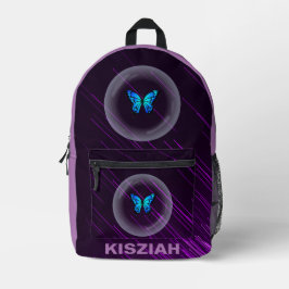 Lila Neon Butterfly Kids Preppy Fun Individuelle N Bedruckter Rucksack