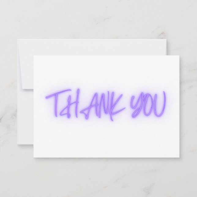 Lila Neon Danke, Trendy Dankeskarte (Vorderseite)