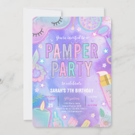 Lila Neon Glow Pamper Wellness-Center Party Geburt Einladung