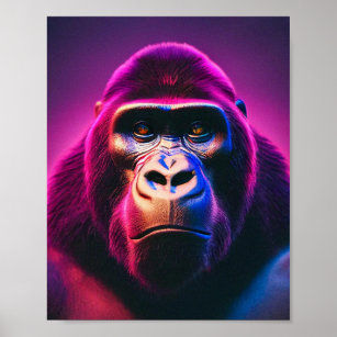 Lila Neon Gorilla Poster