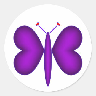 Lila Neon Hearts Butterfly Runder Aufkleber