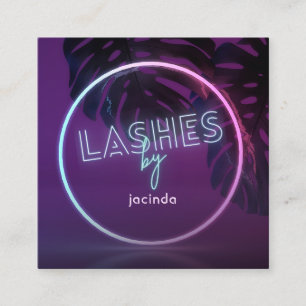 Lila Neon Lashes Business Square Visitenkarte