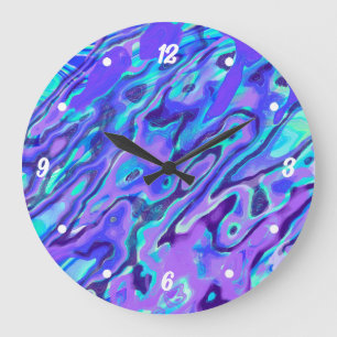Lila Neon-Marmor-Textur Abstrakte Flüssiglack Große Wanduhr