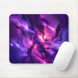 Lila Neon-Nebel-Gamer-Weltraum-Setup Mousepad