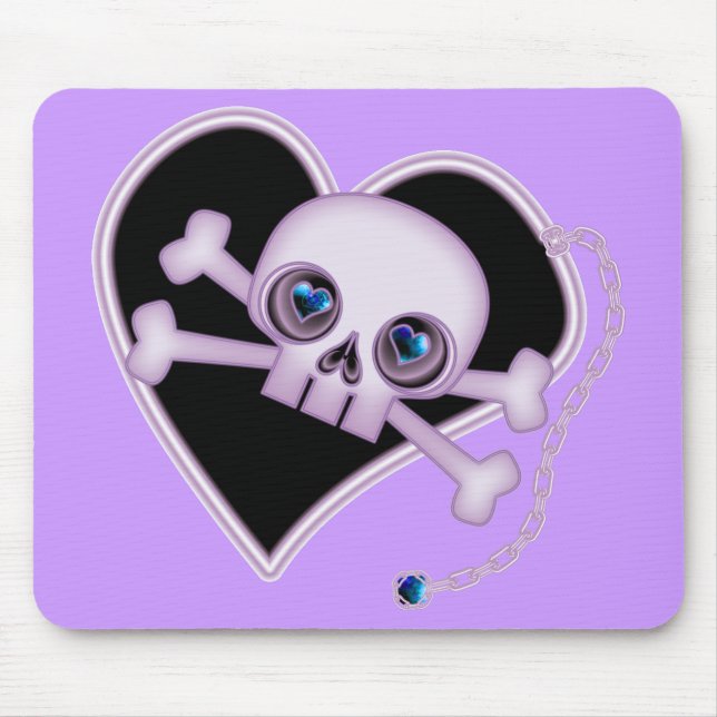 Lila Neon Skull Mousepad (Vorne)