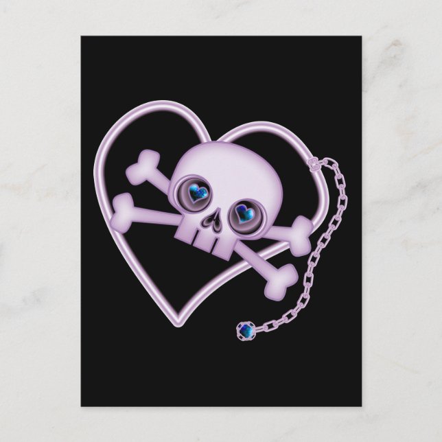 Lila Neon Skull Postkarte (Vorderseite)