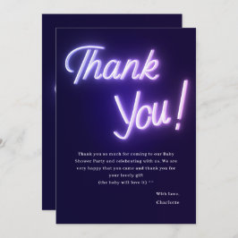 Lila Neon Text Baby Dusche Dankeskarte