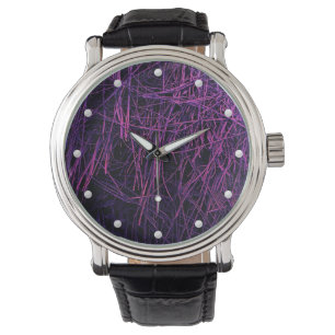 Lila Neonstroh abstrakte Textur Armbanduhr