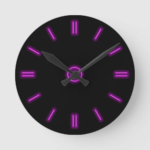 Lila Neonuhr Runde Wanduhr