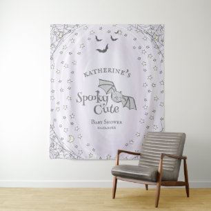 Lila Niedliche Halloween-Kinderdusche Hintergrund Wandteppich