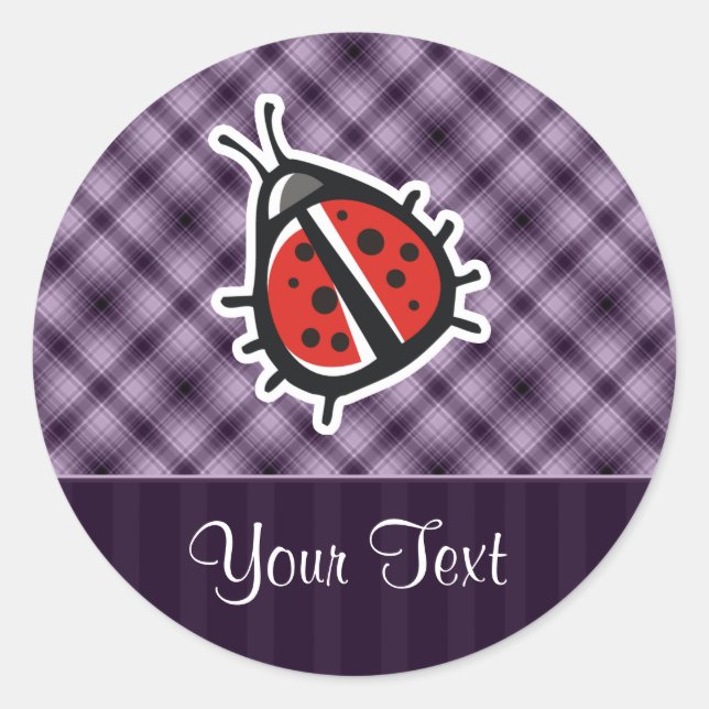 Lila Niedliche Ladybug Runder Aufkleber (Vorderseite)