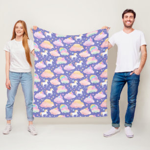 Lila Niedliche Rainbow-Kindermädchen Fleecedecke