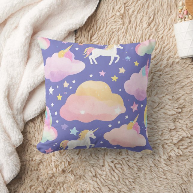 Lila Niedliche Rainbow-Kindermädchen Kissen (Decke)
