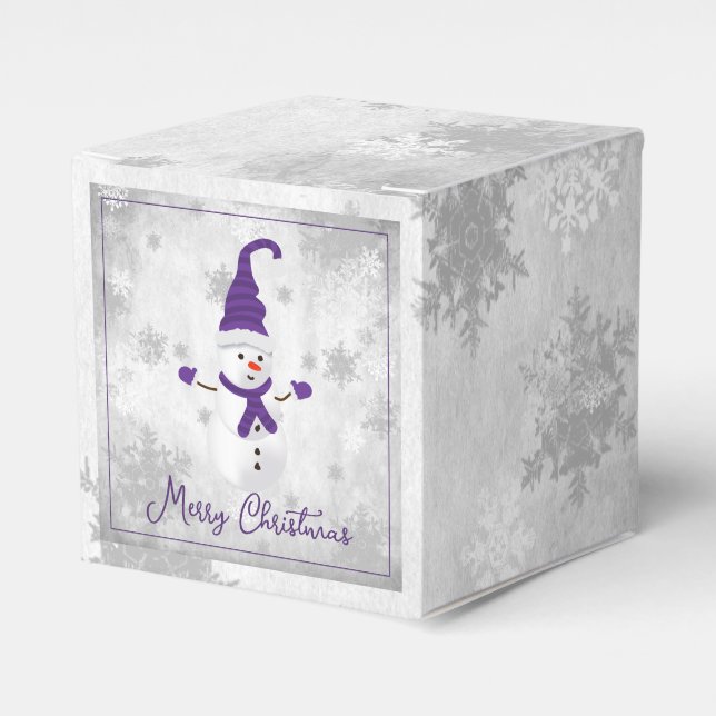 Lila Niedliche Snowman-Gefälligkeitsbox Geschenkschachtel (Vorderseite)